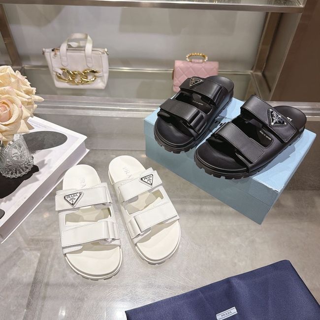 Prada Matelasse nappa leather flatform slides 64113-1