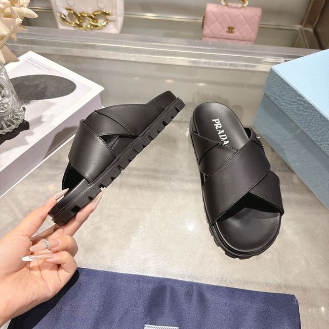 Prada Matelasse nappa leather flatform slides 64113-3