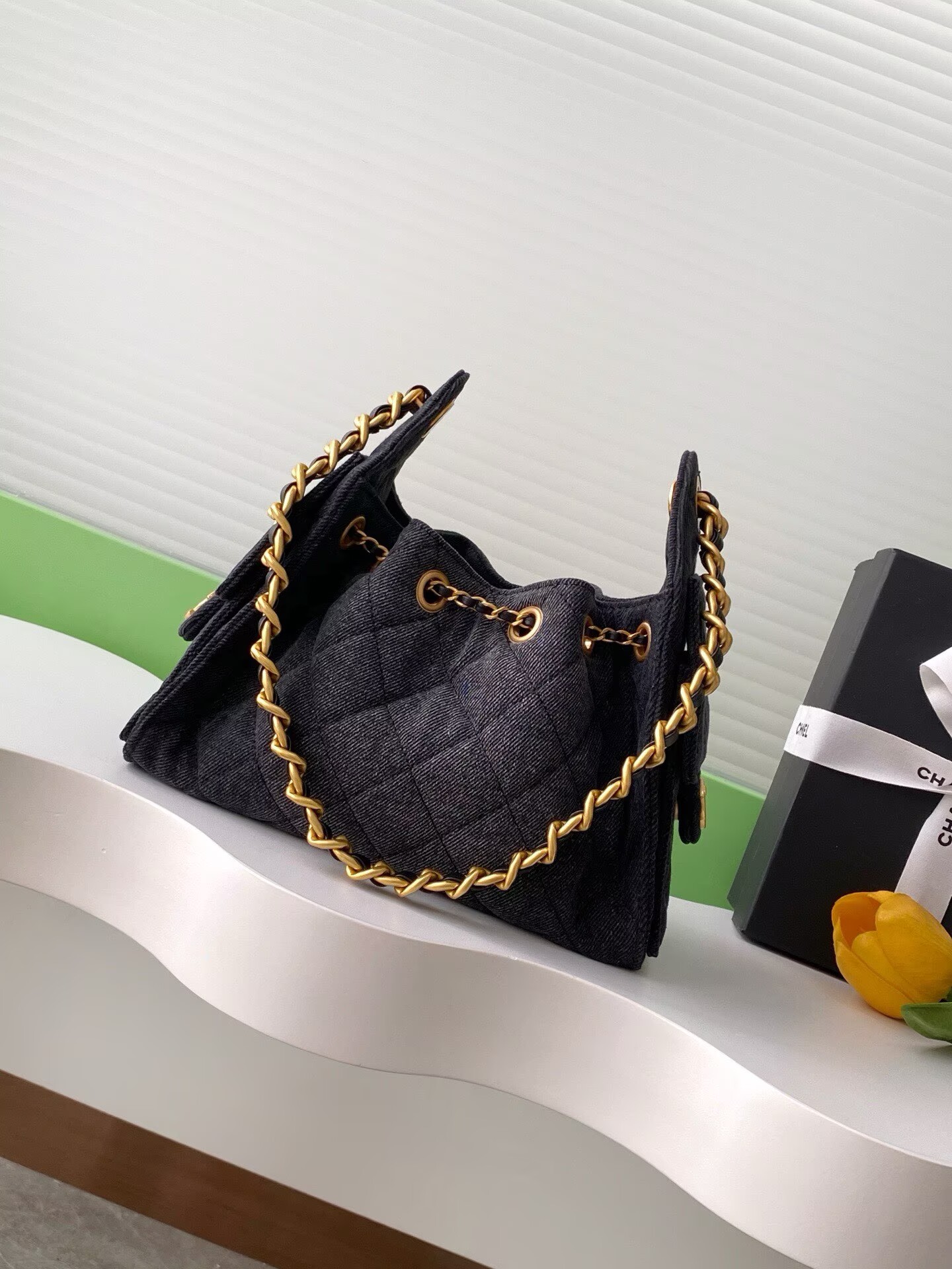 CHANEL 25 MINI HANDBAG Retro Denim AS5631 Black & Gray Gradient CHANEL 25 MINI HANDBAG Retro Denim AS5631 Black & Gray Gradient