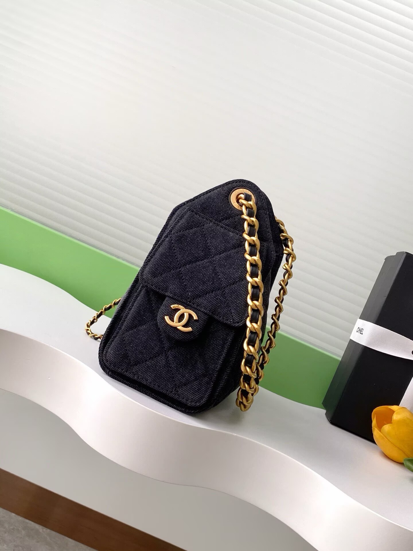CHANEL 25 MINI HANDBAG Retro Denim AS5631 Black & Gray Gradient CHANEL 25 MINI HANDBAG Retro Denim AS5631 Black & Gray Gradient