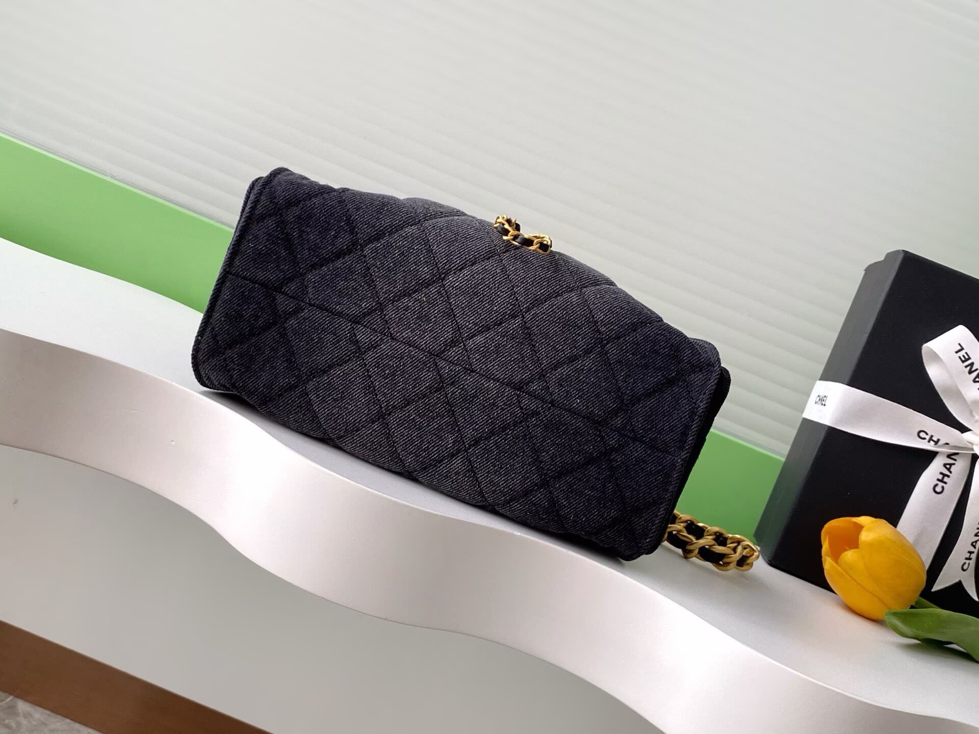 CHANEL 25 MINI HANDBAG Retro Denim AS5631 Black & Gray Gradient CHANEL 25 MINI HANDBAG Retro Denim AS5631 Black & Gray Gradient