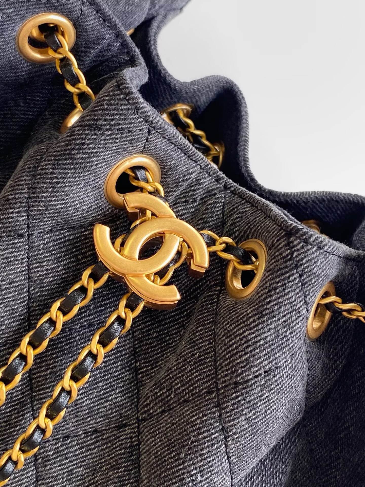 CHANEL 25 MINI HANDBAG Retro Denim AS5631 Black & Gray Gradient CHANEL 25 MINI HANDBAG Retro Denim AS5631 Black & Gray Gradient