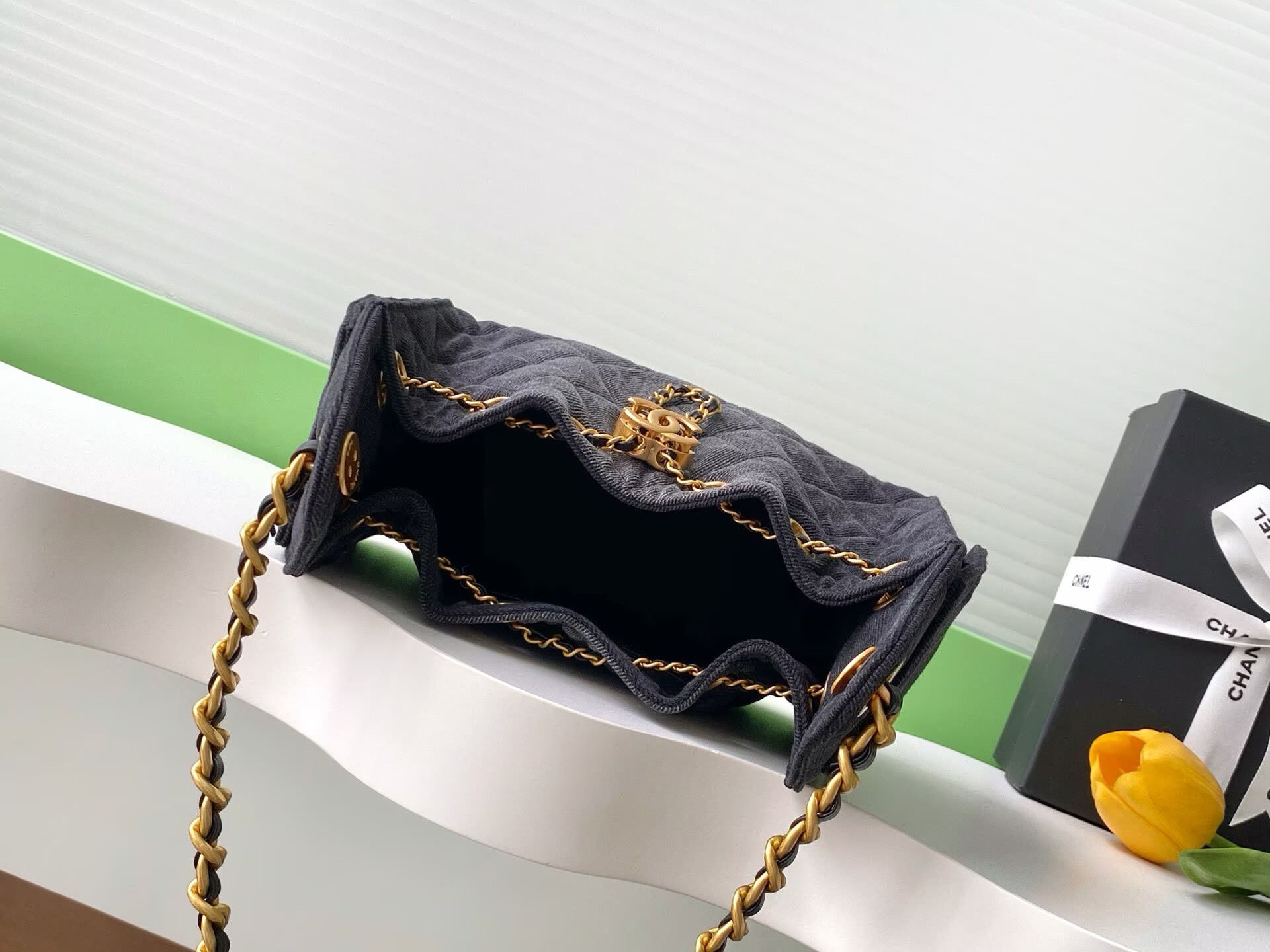 CHANEL 25 MINI HANDBAG Retro Denim AS5631 Black & Gray Gradient CHANEL 25 MINI HANDBAG Retro Denim AS5631 Black & Gray Gradient