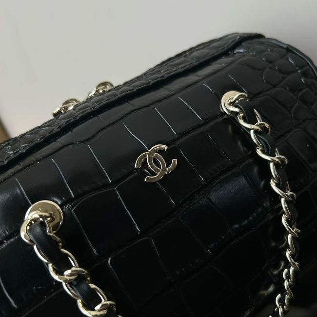 Chanel Clutch with chain Crocodile Embossed AS4474 Black