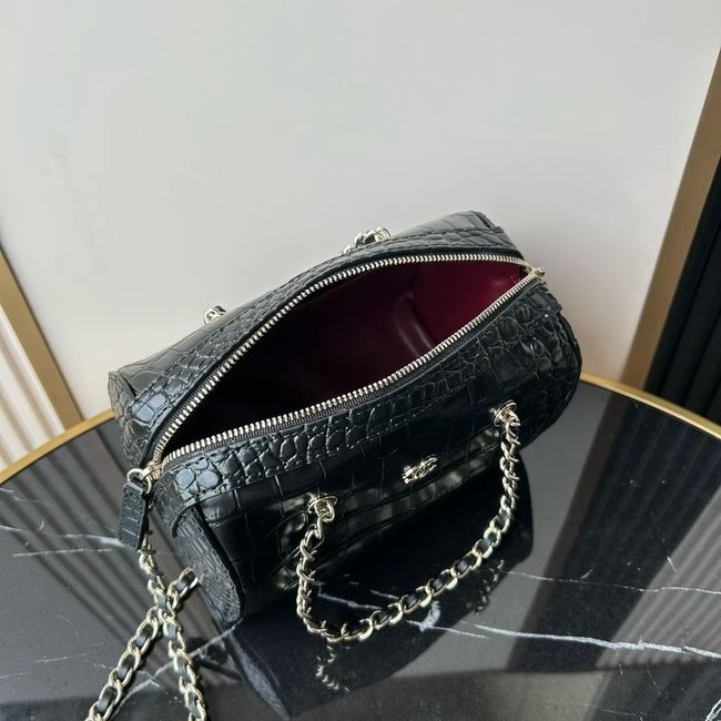 Chanel Clutch with chain Crocodile Embossed AS4474 Black