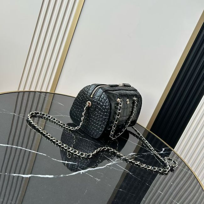 Chanel Clutch with chain Crocodile Embossed AS4474 Black