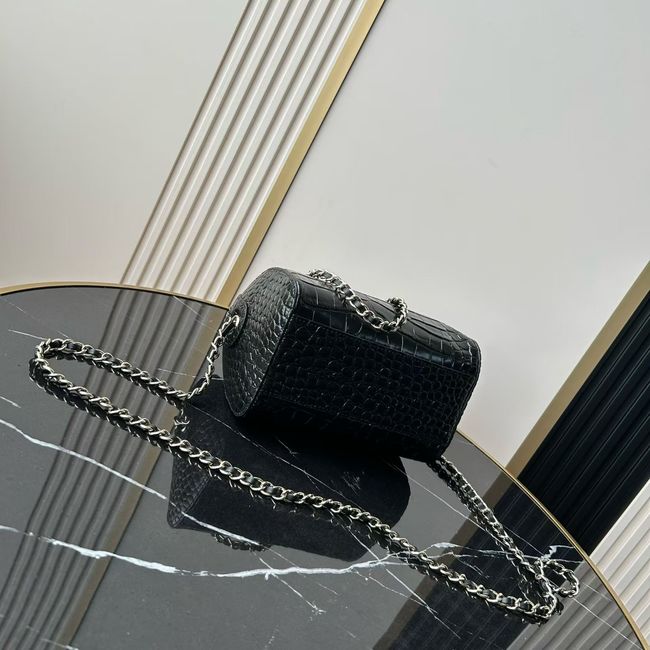 Chanel Clutch with chain Crocodile Embossed AS4474 Black