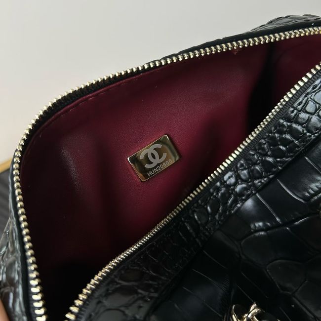 Chanel Clutch with chain Crocodile Embossed AS4474 Black