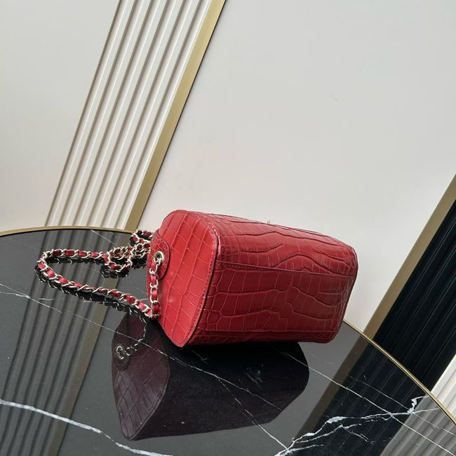 Chanel Clutch with chain Crocodile Embossed AS4474 red