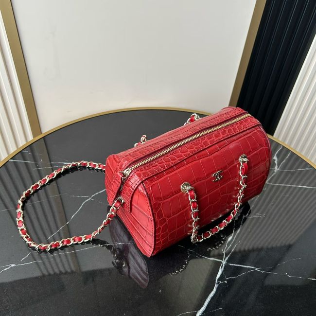 Chanel Clutch with chain Crocodile Embossed AS4474 red