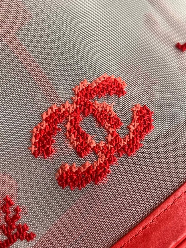 Chanel Large Bucket Bag AS6189 Transparent & red Chanel Large Bucket Bag AS6189 Transparent & red