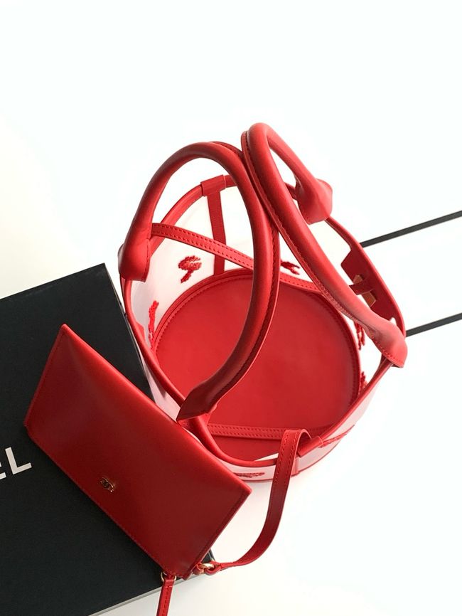 Chanel Large Bucket Bag AS6189 Transparent & red Chanel Large Bucket Bag AS6189 Transparent & red