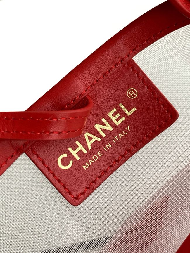 Chanel Large Bucket Bag AS6189 Transparent & red Chanel Large Bucket Bag AS6189 Transparent & red
