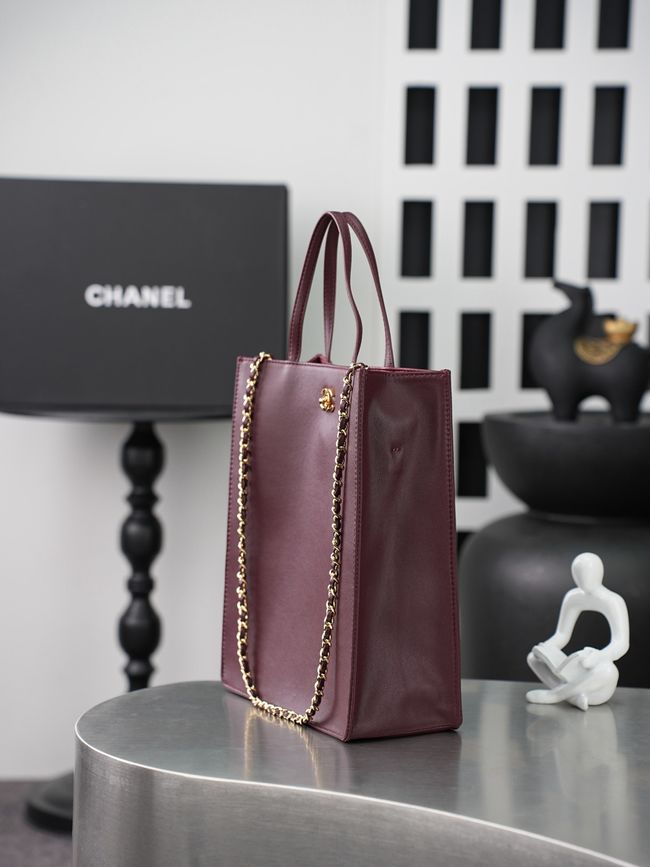Chanel Small Shopping Bag AS6452 Dark Burgundy Chanel Small Shopping Bag AS6452 Dark Burgundy