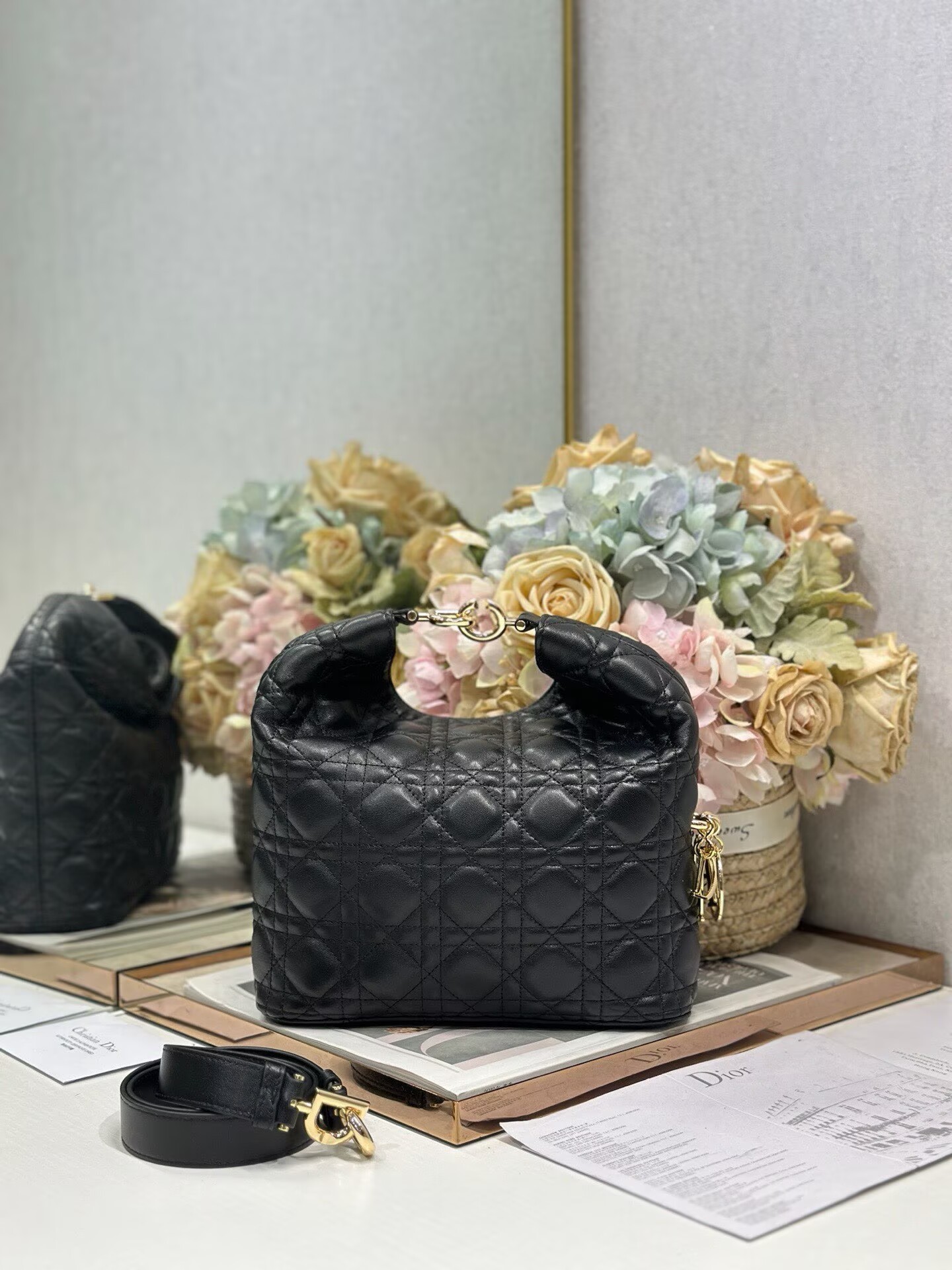 DIOR Original Leather Tote Handbag 1538 Black DIOR Original Leather Tote Handbag 1538 Black