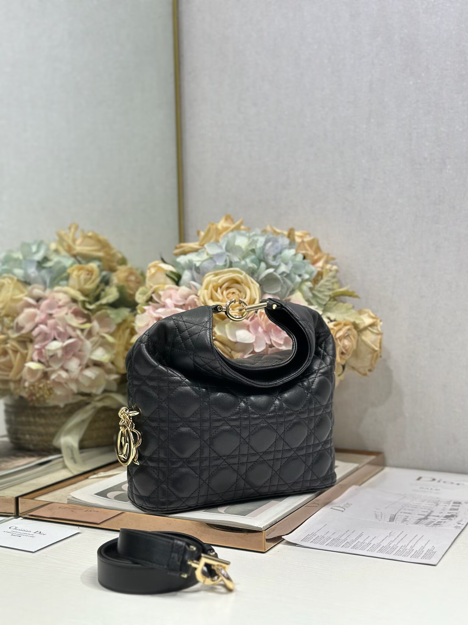 DIOR Original Leather Tote Handbag 1538 Black DIOR Original Leather Tote Handbag 1538 Black