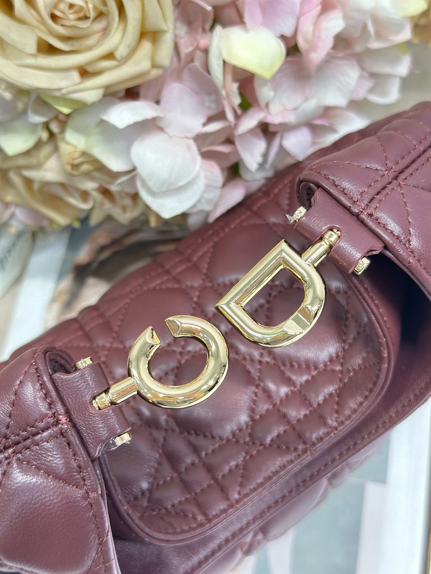 DIOR Original Leather Tote Handbag 1538 Burgundy DIOR Original Leather Tote Handbag 1538 Burgundy