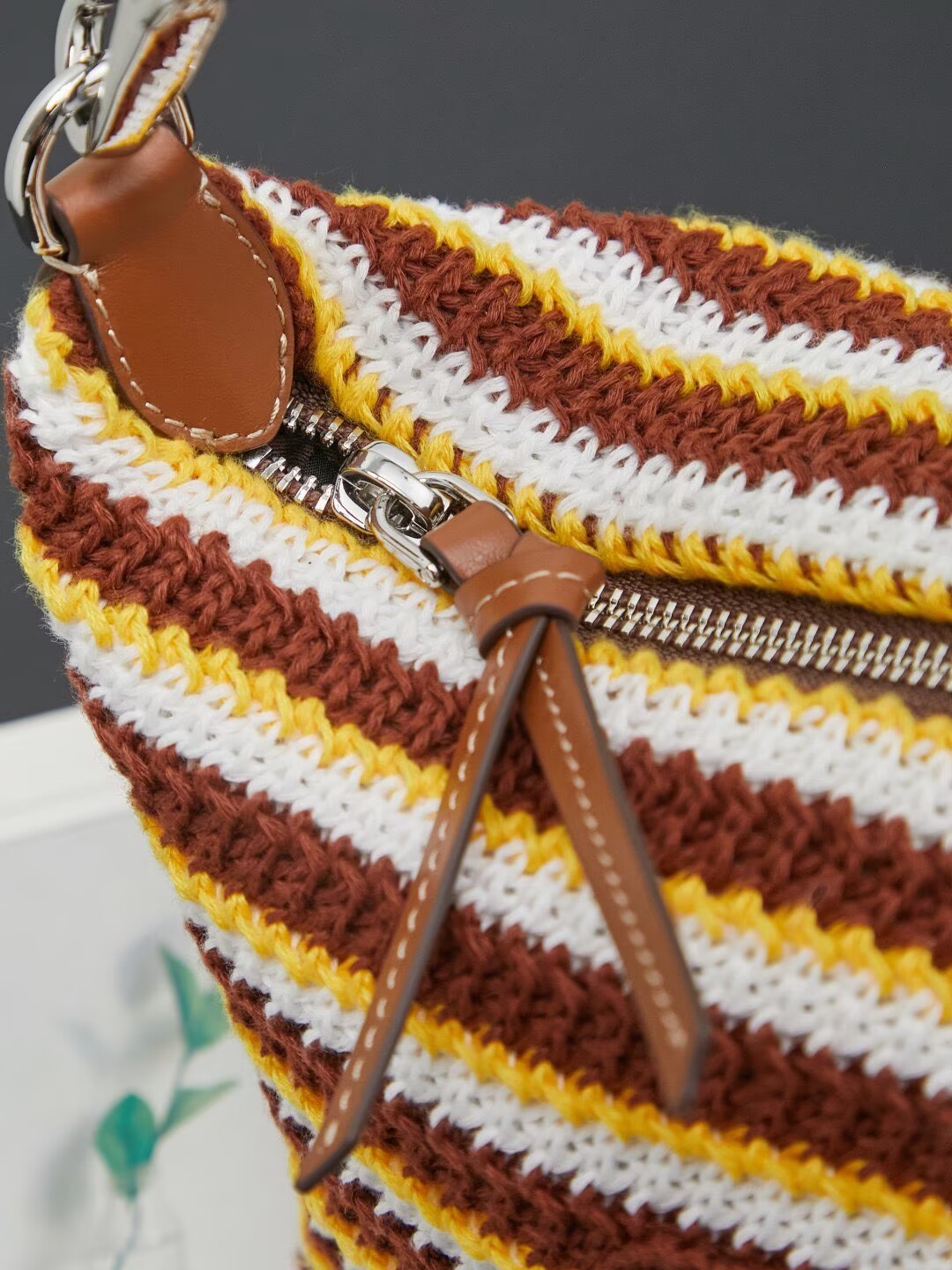 Miumiu Rainbow Weaving Top handle bag 5NE841 Brown&Yellow&White Fabric Miumiu Rainbow Weaving Top handle bag 5NE841 Brown&Yellow&White Fabric