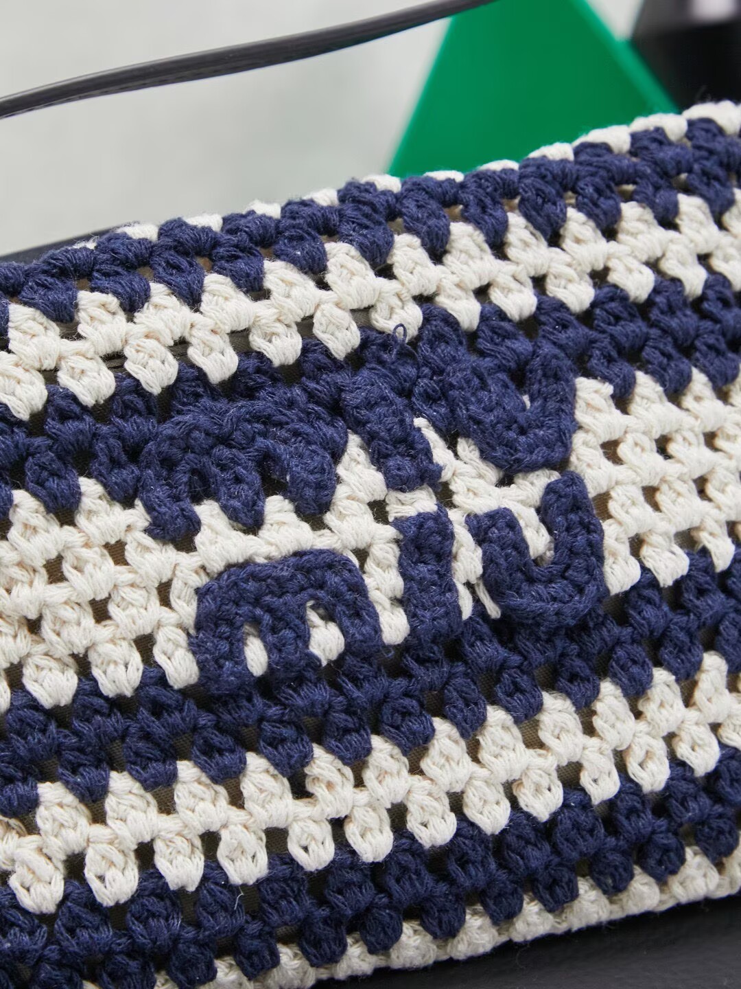 Miumiu Rainbow Weaving Top handle bag 5NE841 Navy&White Fabric Miumiu Rainbow Weaving Top handle bag 5NE841 Navy&White Fabric