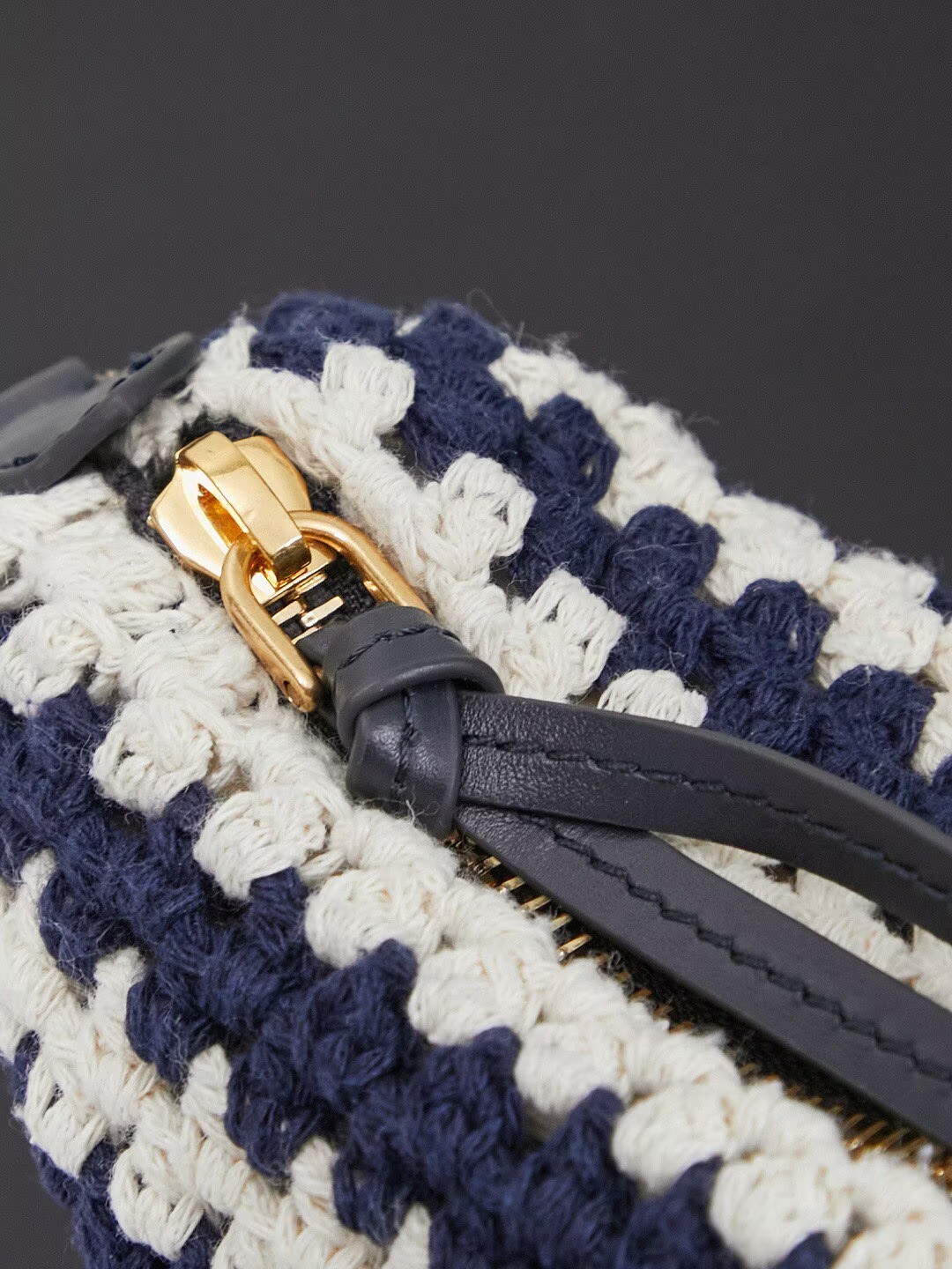 Miumiu Rainbow Weaving Top handle bag 5NE841 Navy&White Fabric Miumiu Rainbow Weaving Top handle bag 5NE841 Navy&White Fabric