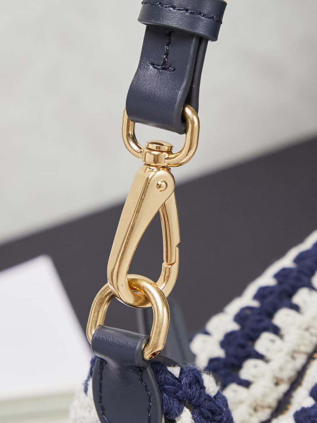 Miumiu Rainbow Weaving Top handle bag 5NE841 Navy&White Fabric Miumiu Rainbow Weaving Top handle bag 5NE841 Navy&White Fabric