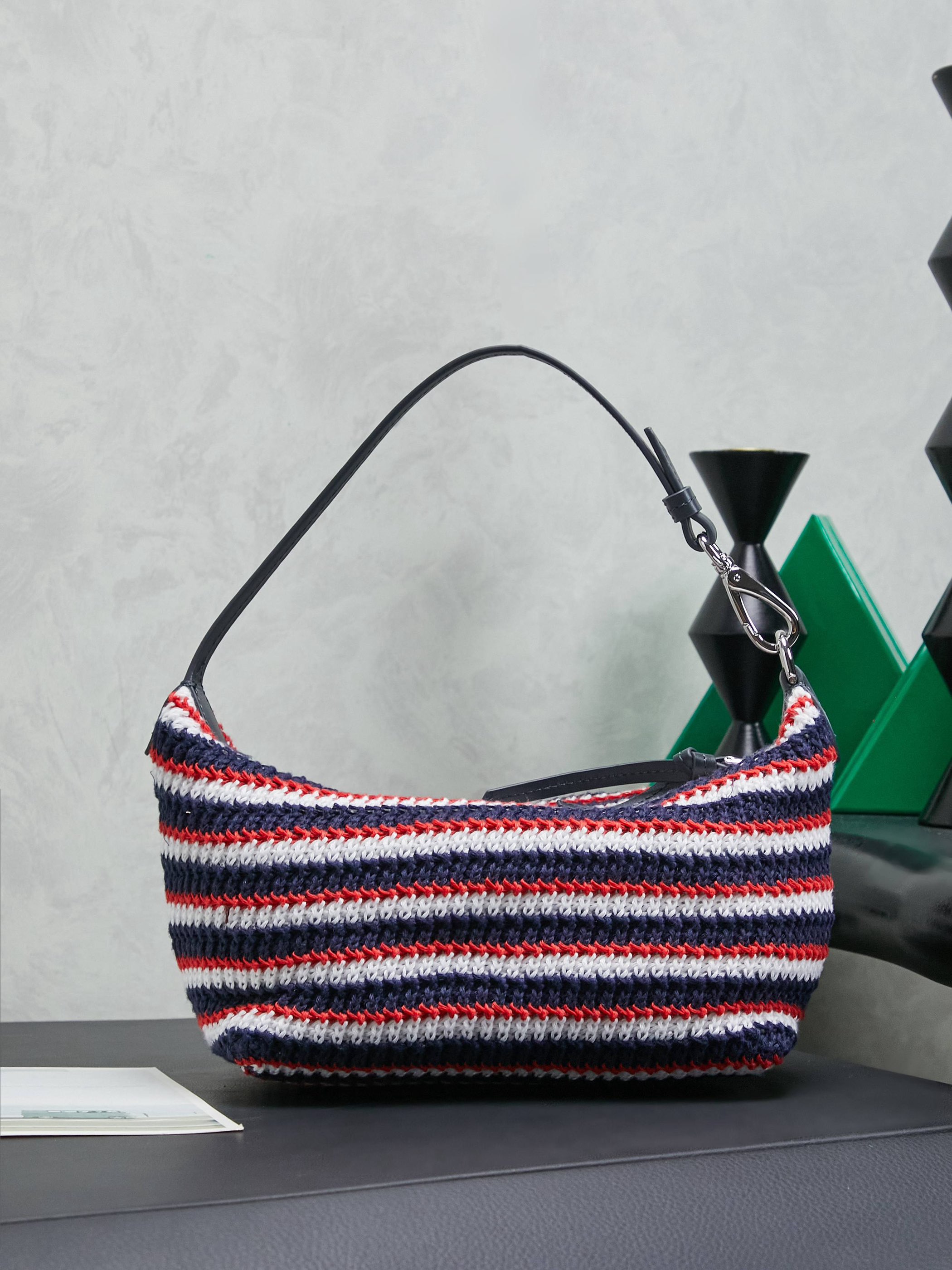 Miumiu Rainbow Weaving Top handle bag 5NE841 Red&Navy&White Fabric Miumiu Rainbow Weaving Top handle bag 5NE841 Red&Navy&White Fabric