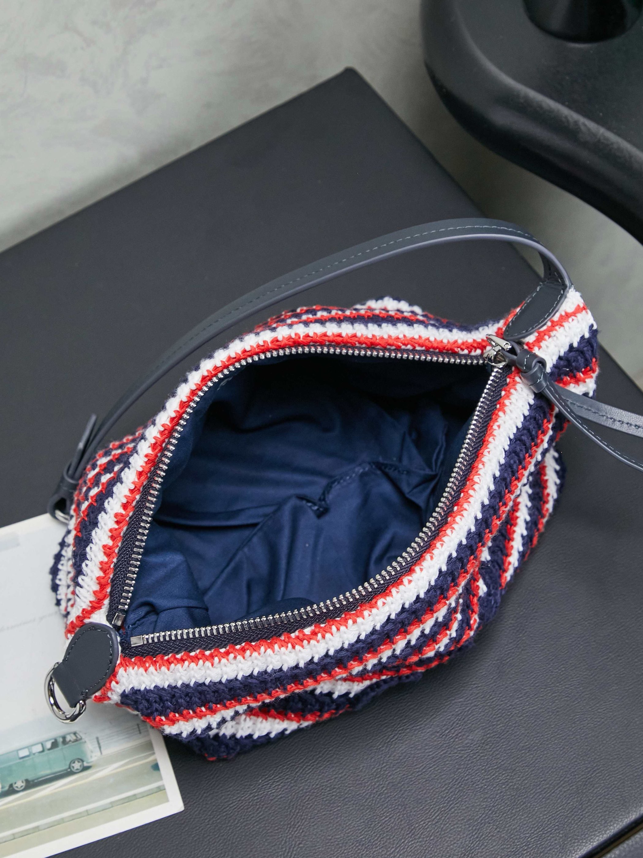Miumiu Rainbow Weaving Top handle bag 5NE841 Red&Navy&White Fabric Miumiu Rainbow Weaving Top handle bag 5NE841 Red&Navy&White Fabric