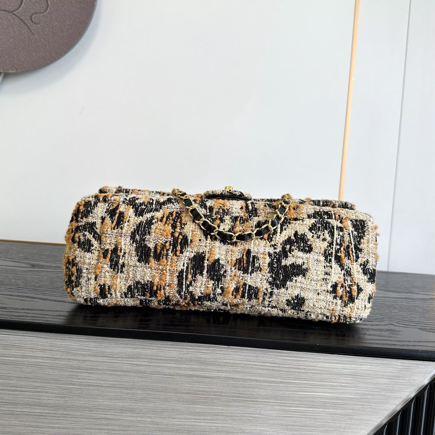 Chanel 26A CF Maxi Flap Tweed Bag AS5641 Leopard Print