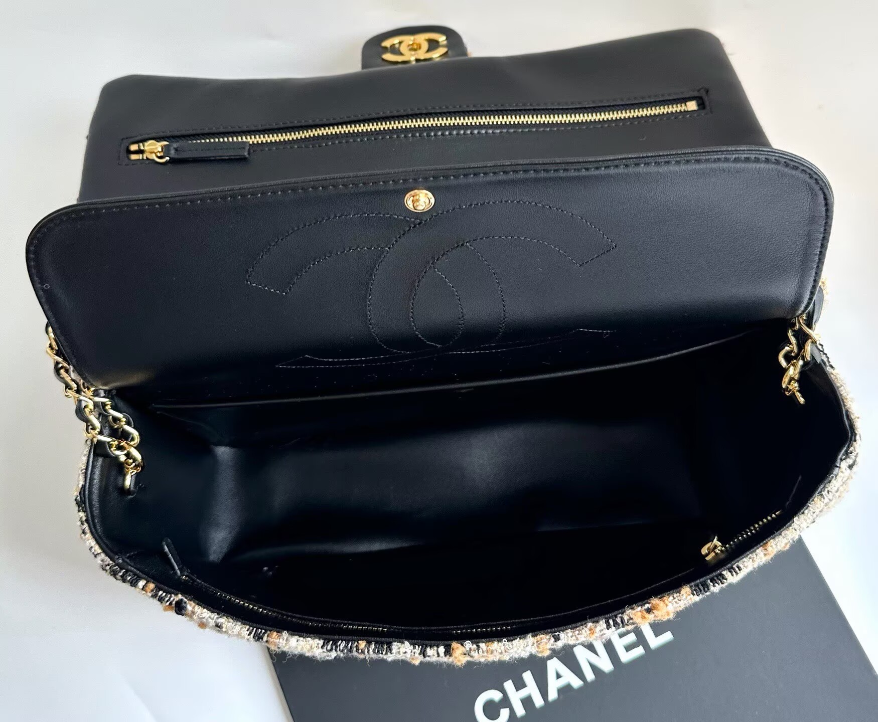 Chanel 26A CF Maxi Flap Tweed Bag AS5641 Leopard Print