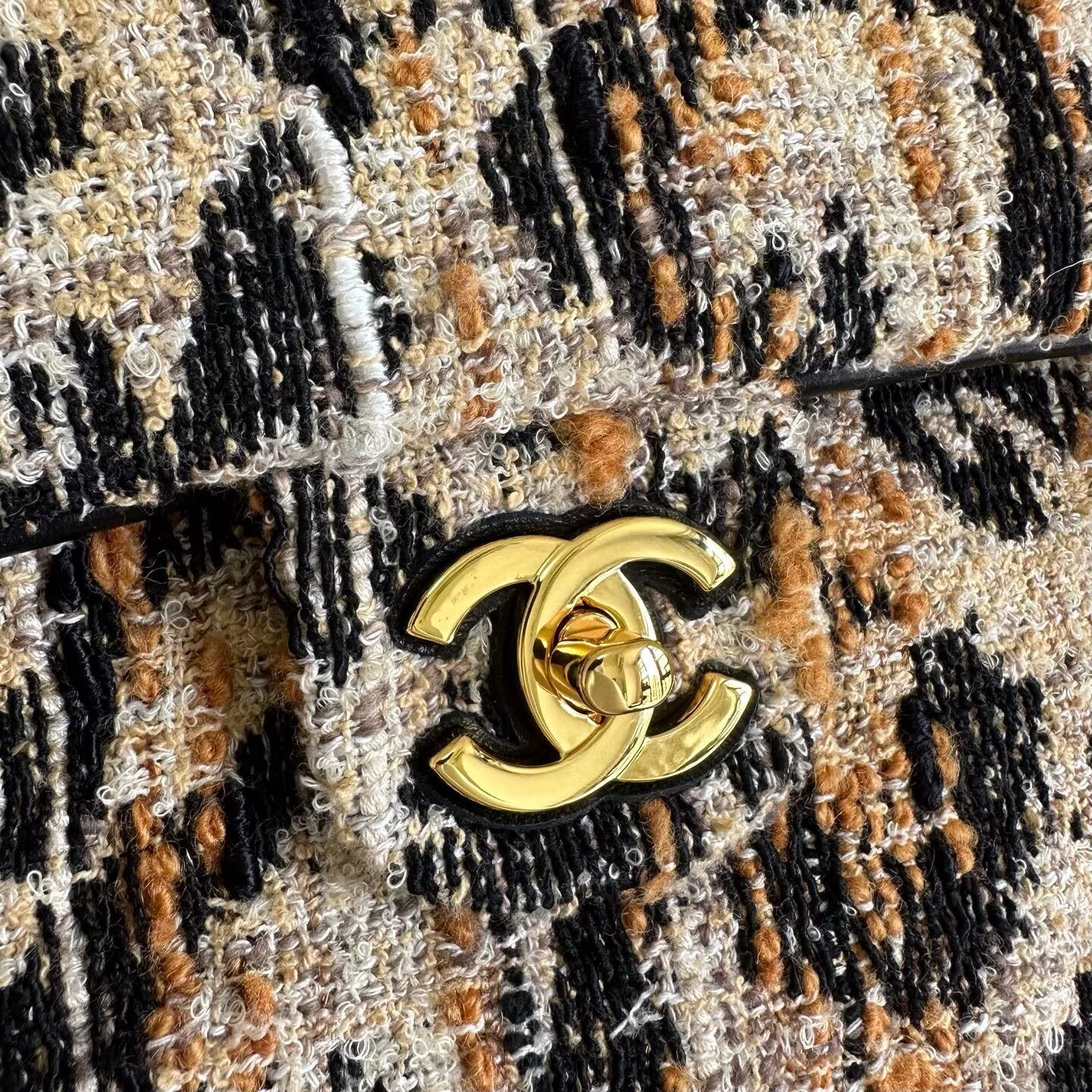 Chanel 26A CF Maxi Flap Tweed Bag AS5641 Leopard Print
