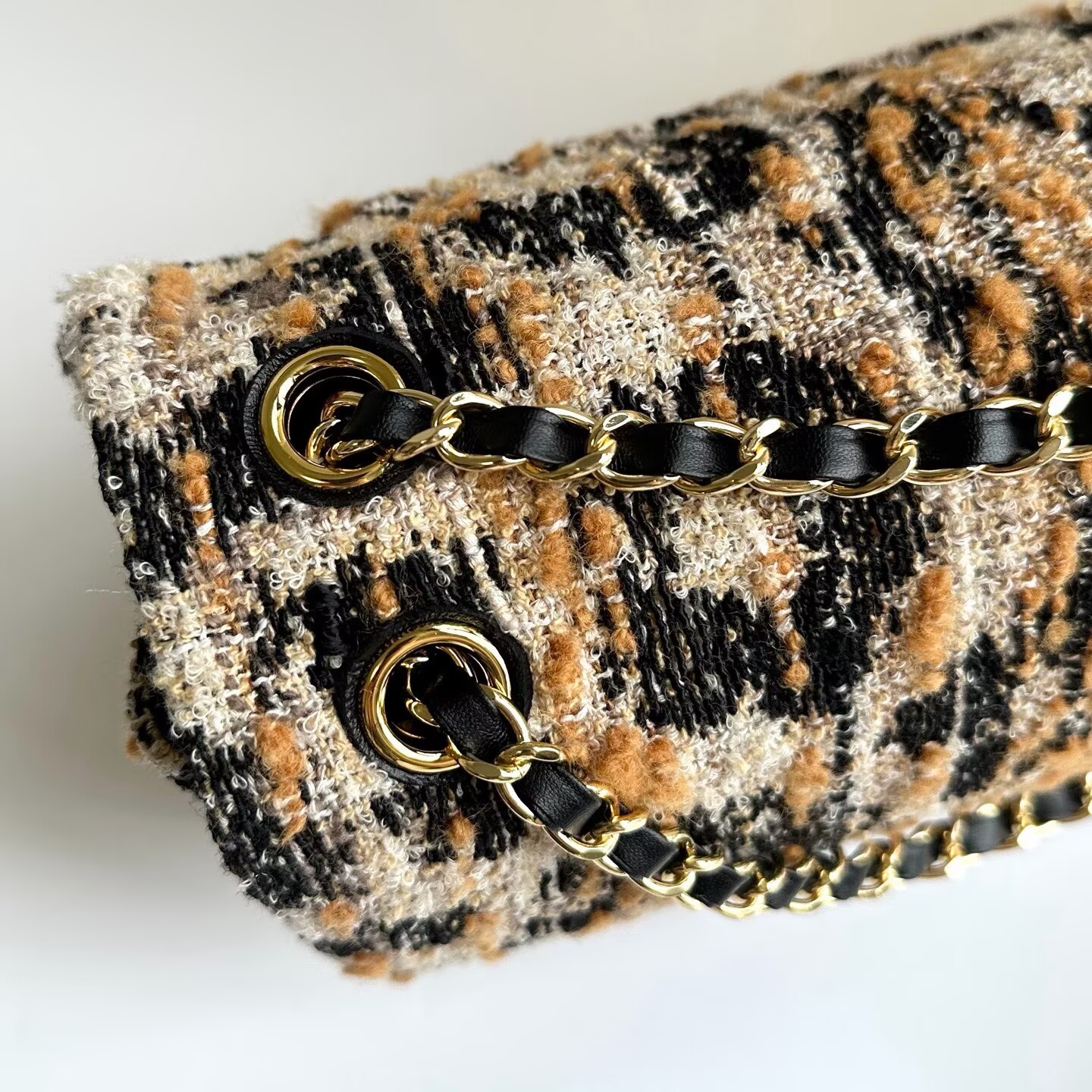 Chanel 26A CF Maxi Flap Tweed Bag AS5641 Leopard Print