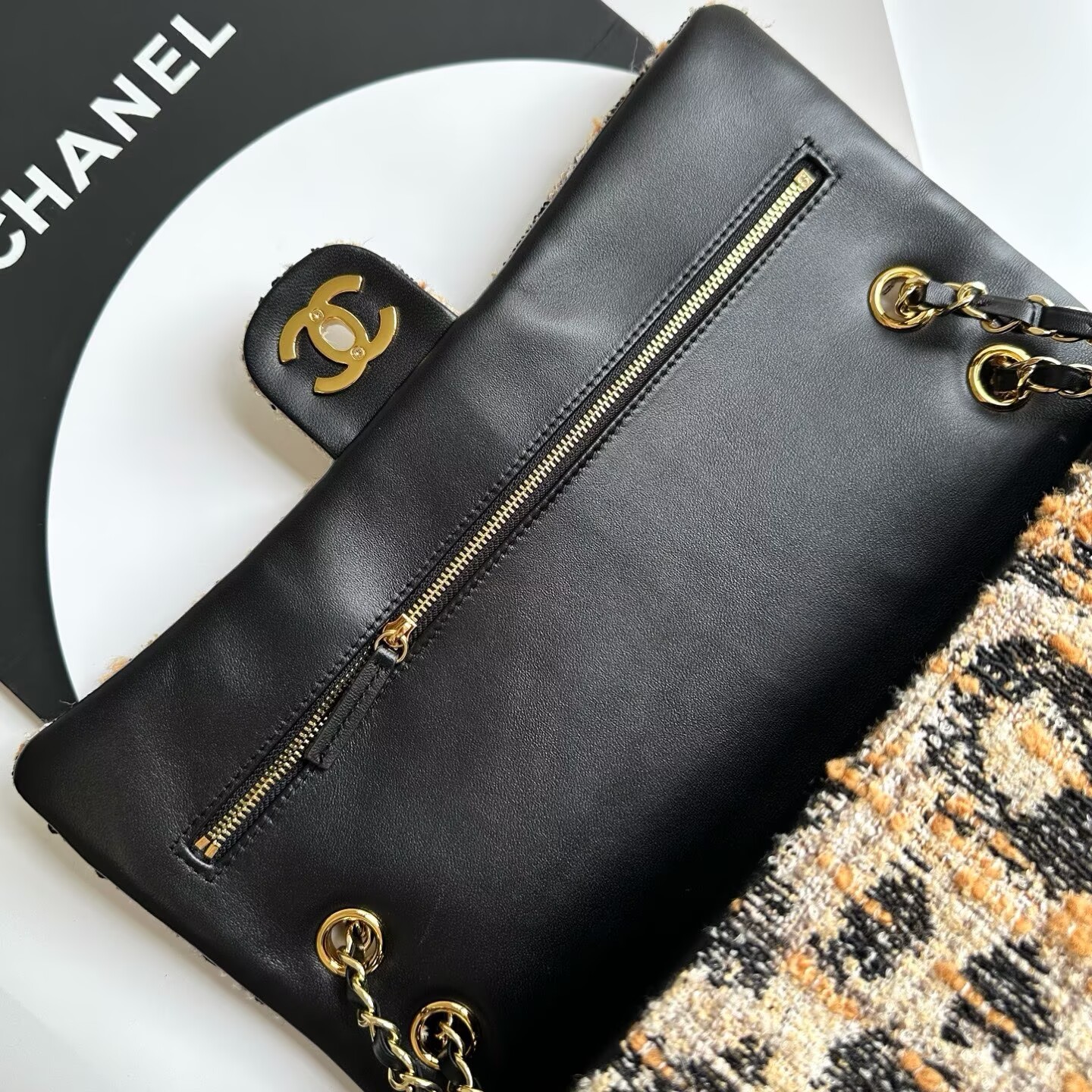 Chanel 26A CF Maxi Flap Tweed Bag AS5641 Leopard Print