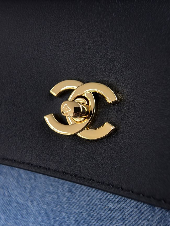 Chanel Large Shopping Bag AS6289 Black & denim blue Chanel Large Shopping Bag AS6289 Black & denim blue