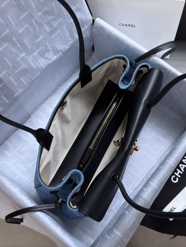 Chanel Small Shopping Bag AS6288 Black & denim blue Chanel Small Shopping Bag AS6288 Black & denim blue