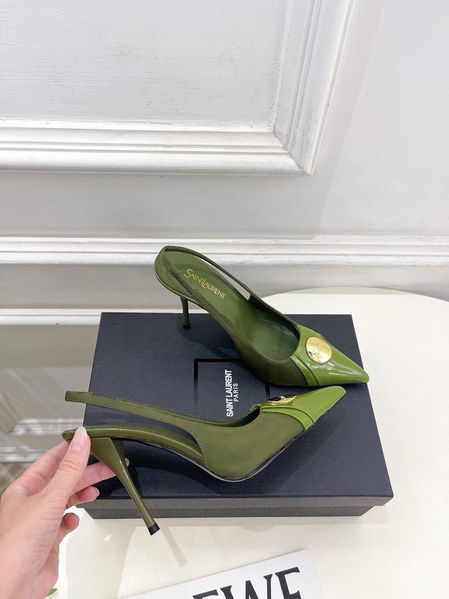 Saint Laurent LOUIS slingback pumps in patent leather and satin CN1000-1