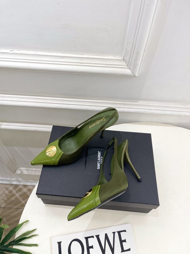Saint Laurent LOUIS slingback pumps in patent leather and satin CN1000-1