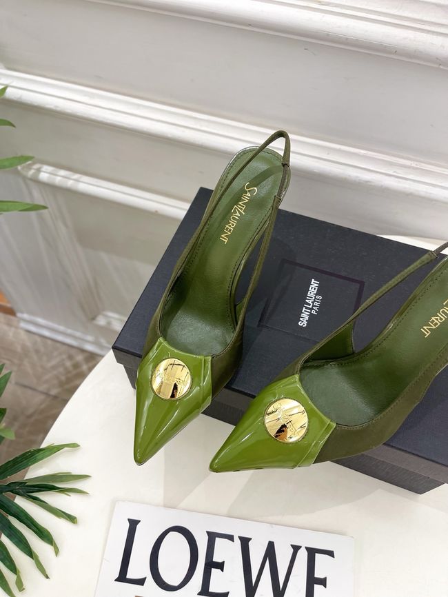 Saint Laurent LOUIS slingback pumps in patent leather and satin CN1000-1