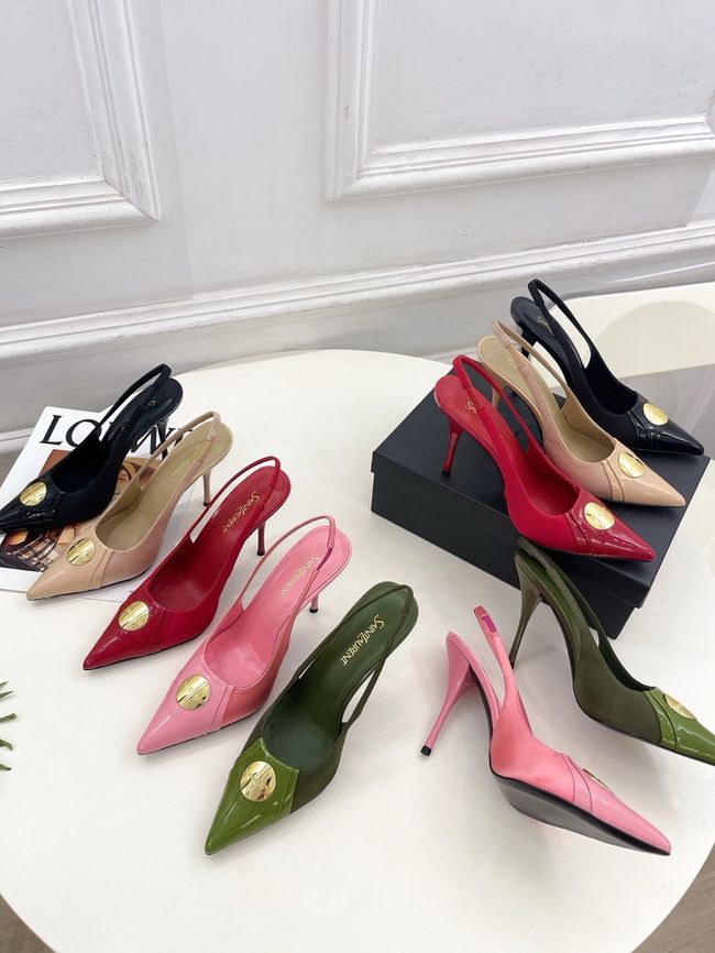 Saint Laurent LOUIS slingback pumps in patent leather and satin CN1000-2