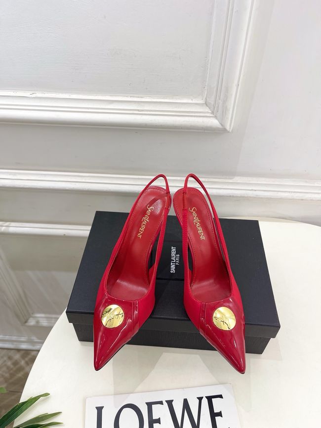 Saint Laurent LOUIS slingback pumps in patent leather and satin CN1000-3