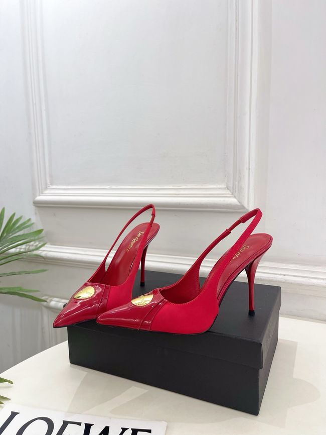 Saint Laurent LOUIS slingback pumps in patent leather and satin CN1000-3