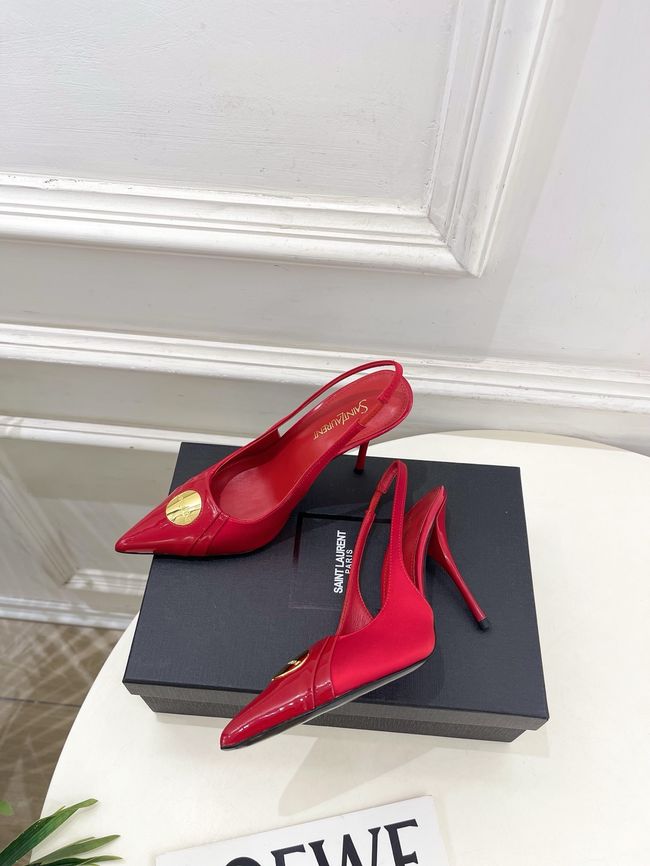 Saint Laurent LOUIS slingback pumps in patent leather and satin CN1000-3
