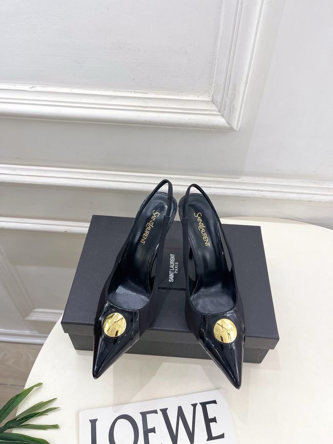 Saint Laurent LOUIS slingback pumps in patent leather and satin CN1000-5