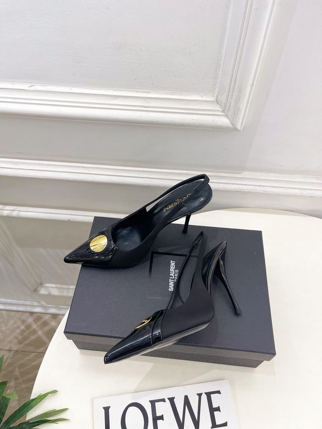 Saint Laurent LOUIS slingback pumps in patent leather and satin CN1000-5