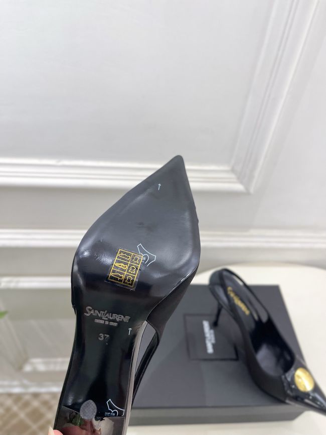 Saint Laurent LOUIS slingback pumps in patent leather and satin CN1000-5