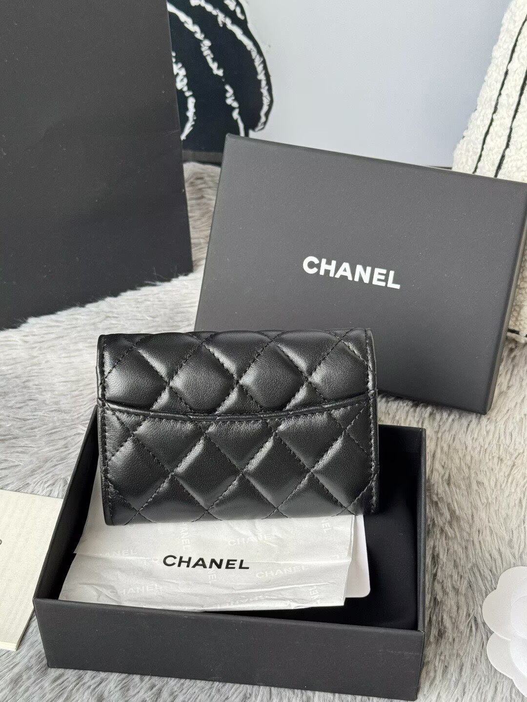Chanel Original Leather Zipper Wallet 0219 Black