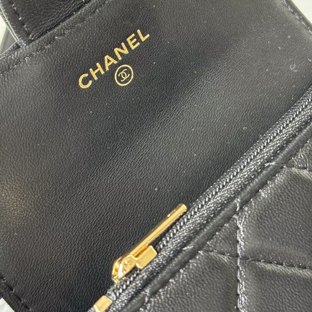 Chanel Original Leather Zipper Wallet 0219 Black