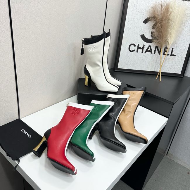 Chanel Mid-Calf Boots Shiny Calfskin 64176-3