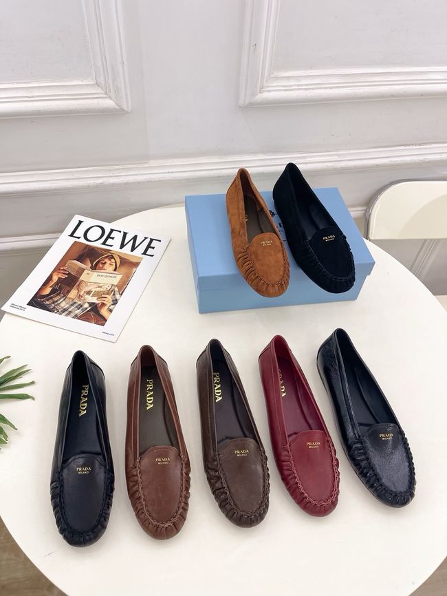Prada Shuffle antiqued leather loafers 64173-3
