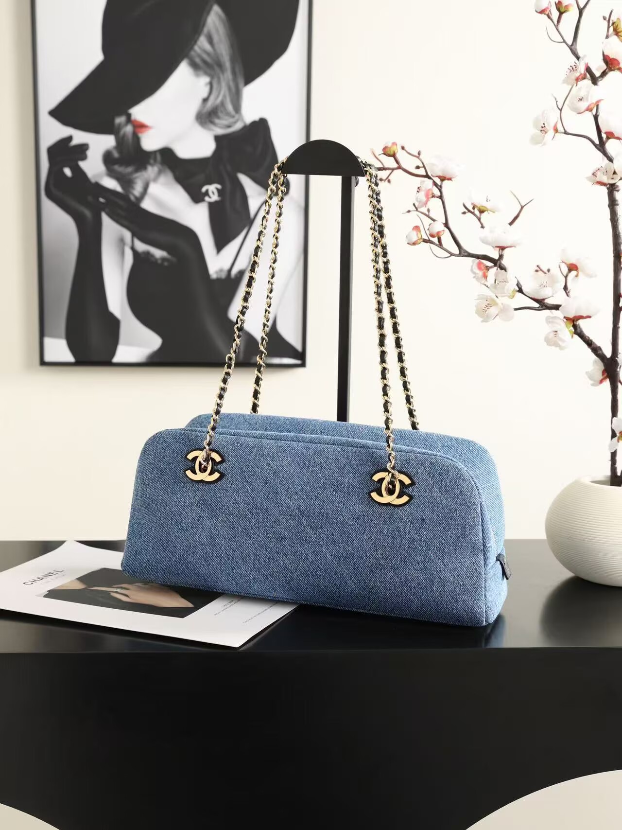 CHANEL Top Handle Shoulder Bag 6301 Denim Blue CHANEL Top Handle Shoulder Bag 6301 Denim Blue