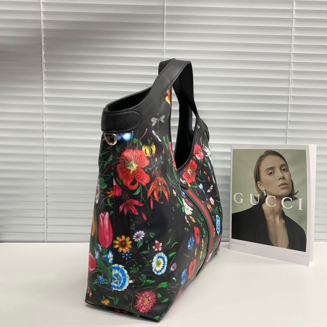 Gucci Giglio Flora large tote bag 853971 black and multicolor Gucci Giglio Flora large tote bag 853971 black and multicolor